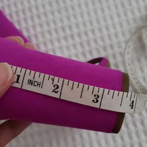 I.N.C. faux suede fuchsia ankle strap chunk heels 9 - Picture 13 of 15